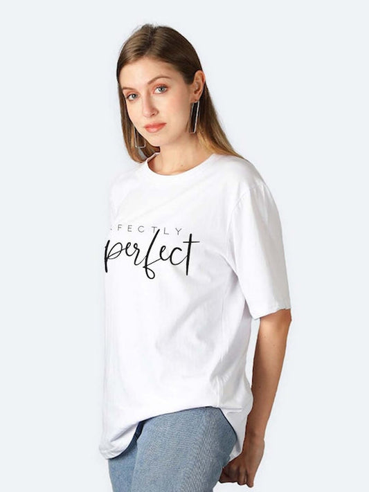 Typography Printed Drop-Shoulder Sleeves T-shirt