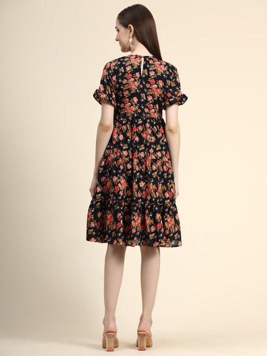 Women Fit and Flare Floral Multicolor Dress