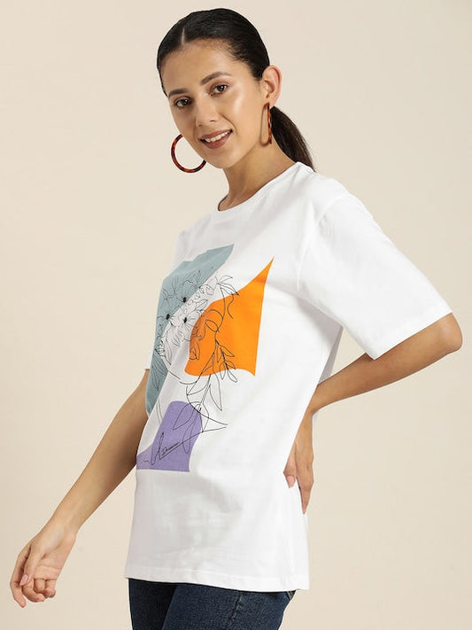 Graphic Printed Oversized Longline Pure Cotton T-shirt