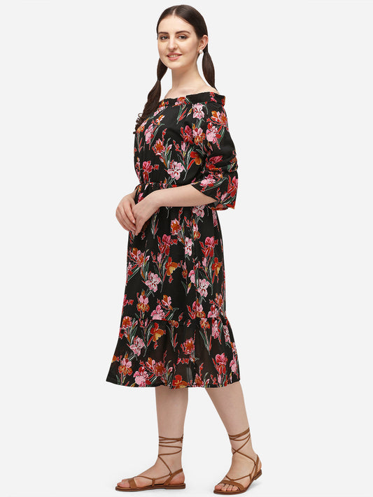 Women Fit and Flare Multicolor Dress