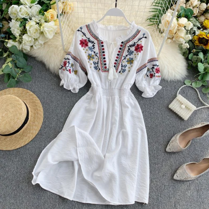 Cresta Rayon Embroidered Dress - We Shine